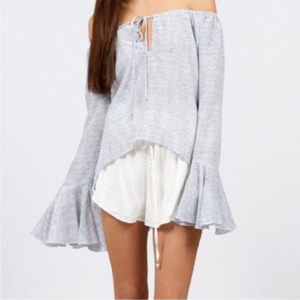 Stone Cold Fox Van Off the Shoulder Blouse in Ink Dot Blue One Size EUC